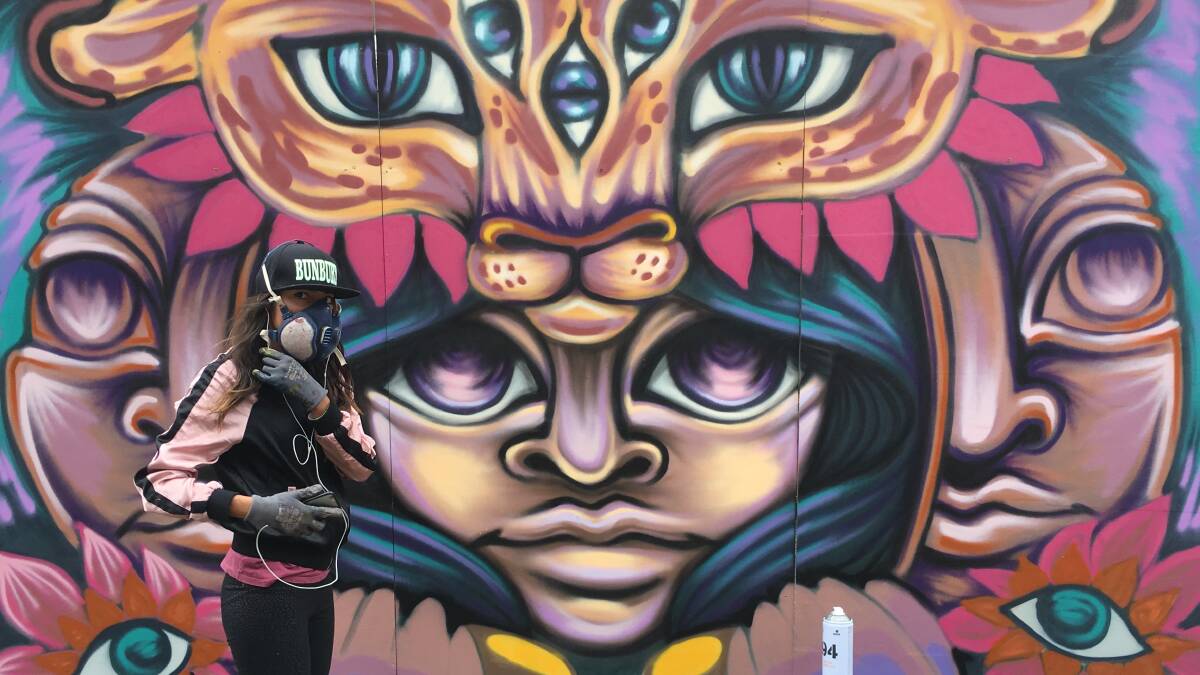 Goya Torres at the UPFEST Street Arts Festival, UK. Torres has a new mural on display on the external wall at the Multi-Arts Pavilion, mima (MAP mima) and has contributed to the Virtual Landscape exhibition. Picture supplied by the artist