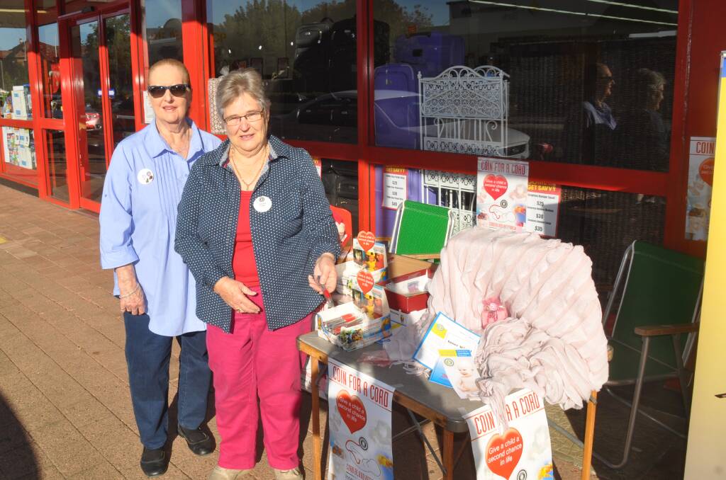 WORTHY CAUSE: Committee member Judith Simos and Inner Wheel Club of Scone president Dianne Chad raising funds on Kelly Street last Friday.