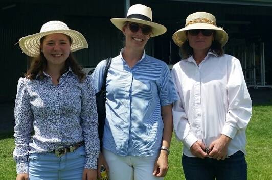 ENTHUSIASTIC: Dressage supporters Shoshone Dingley, Rachel Nugent and Cathy Dingley enjoying the day.
