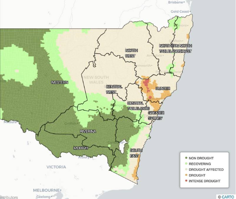NSW DPI Combined Droiuht Indicator map for NSW.