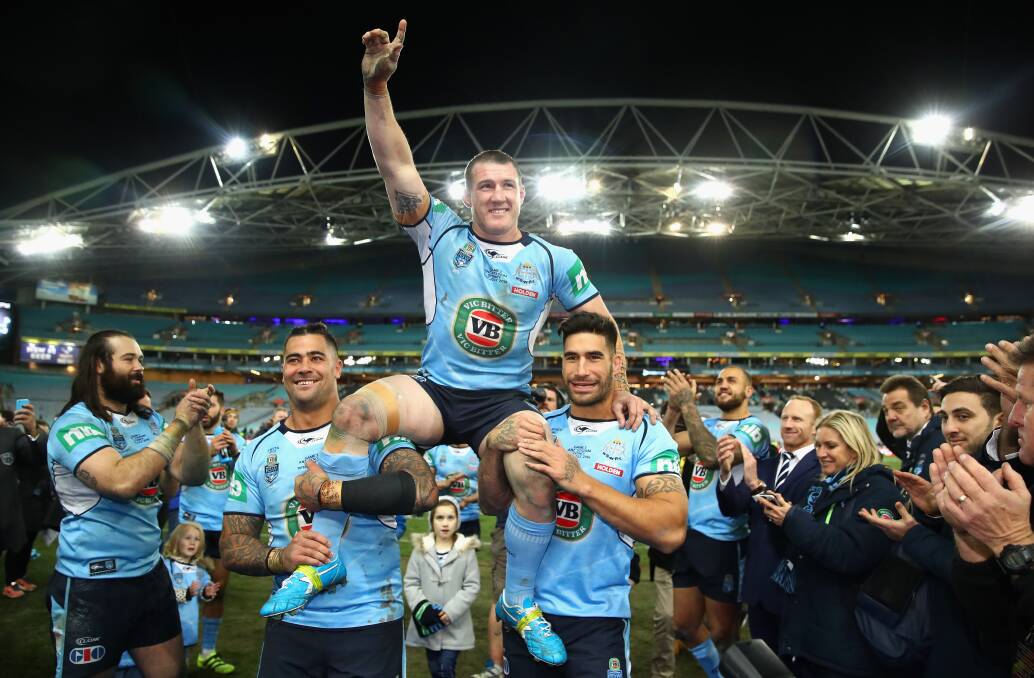 ON TOP: NSW skipper Paul Gallen finished his representative career a winner after the Blues scored a late try to pip Queensland 18-14 at ANZ Stadium on Wednesday night. Picture: Getty Images