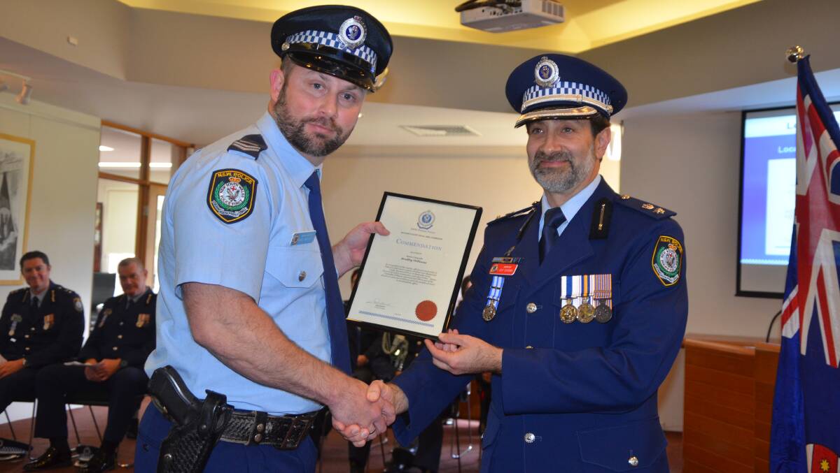 Senior Constable Bradley Williams and Hunter Valley LAC Acting Superintendent Guy Guiana