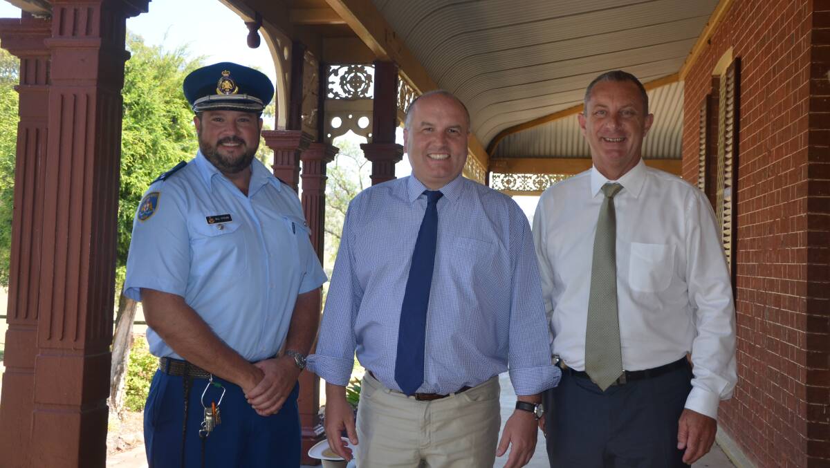 LOCAL FLAVOUR: St Heliers Governor Bill Fittler, NSW Minister for Corrections David Elliott and Upper Hunter MP Michael Johnsen.
