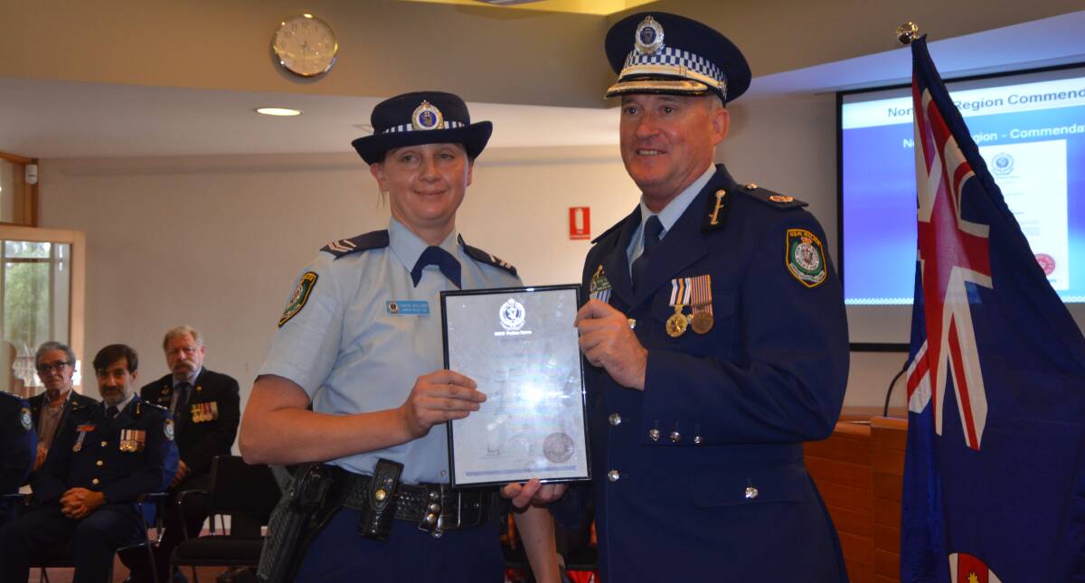 Senior Constable Tanya Williams and Northern Region Acting Assistant Commissioner Peter Thurtell 