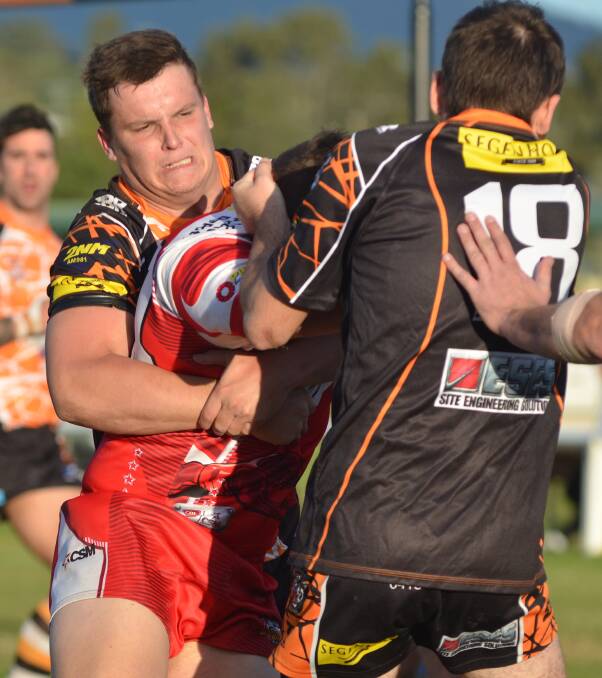 SERVING NOTICE: The Aberdeen Tigers enjoyed a solid 28-20 victory over the Singleton Greyhounds at McKinnon Field last Saturday.