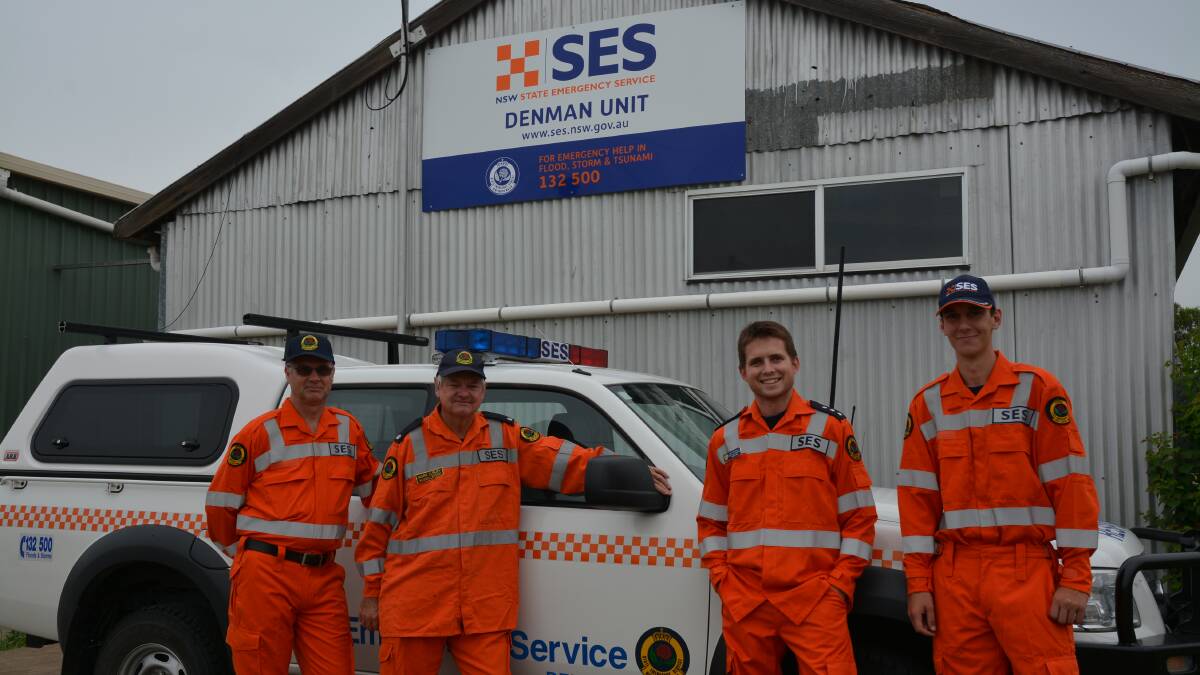 TEAM WORK: Local Controller Mark Elsley (second from left) with members of the NSW SES Denman Unit. The SES is hoping to attract more people to the Aberdeen, Scone, Denman and Merriwa Units.