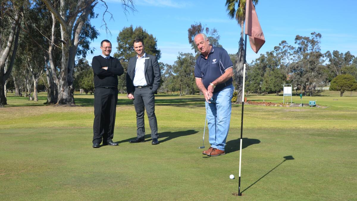 PRACTICE: Matthew Jeans, Grant Jupe and Gary Gray at the Muswellbrook Golf Club.