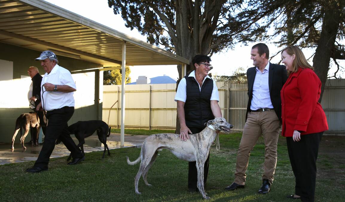 SUPPORT: State Labor MPs Clayton Barr and Jenny Aitchison talking to trainer Charmaine Field. Pictures: Marina Neil