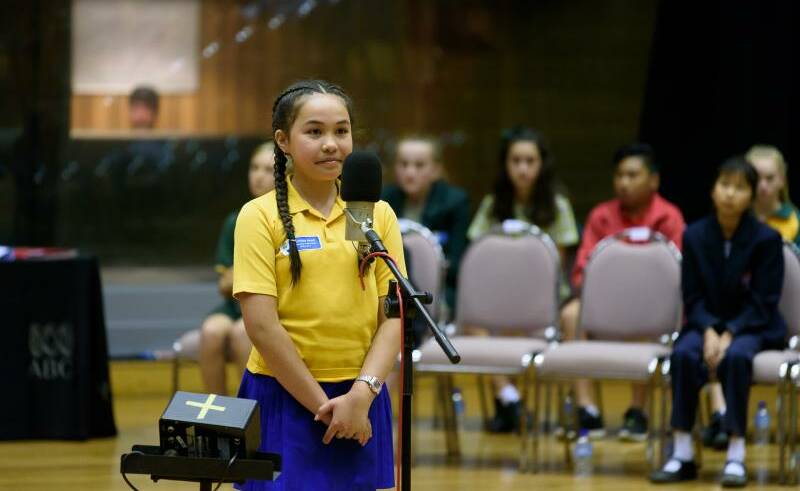 A child participates in the 2016 NSW Premier's Spelling Bee.