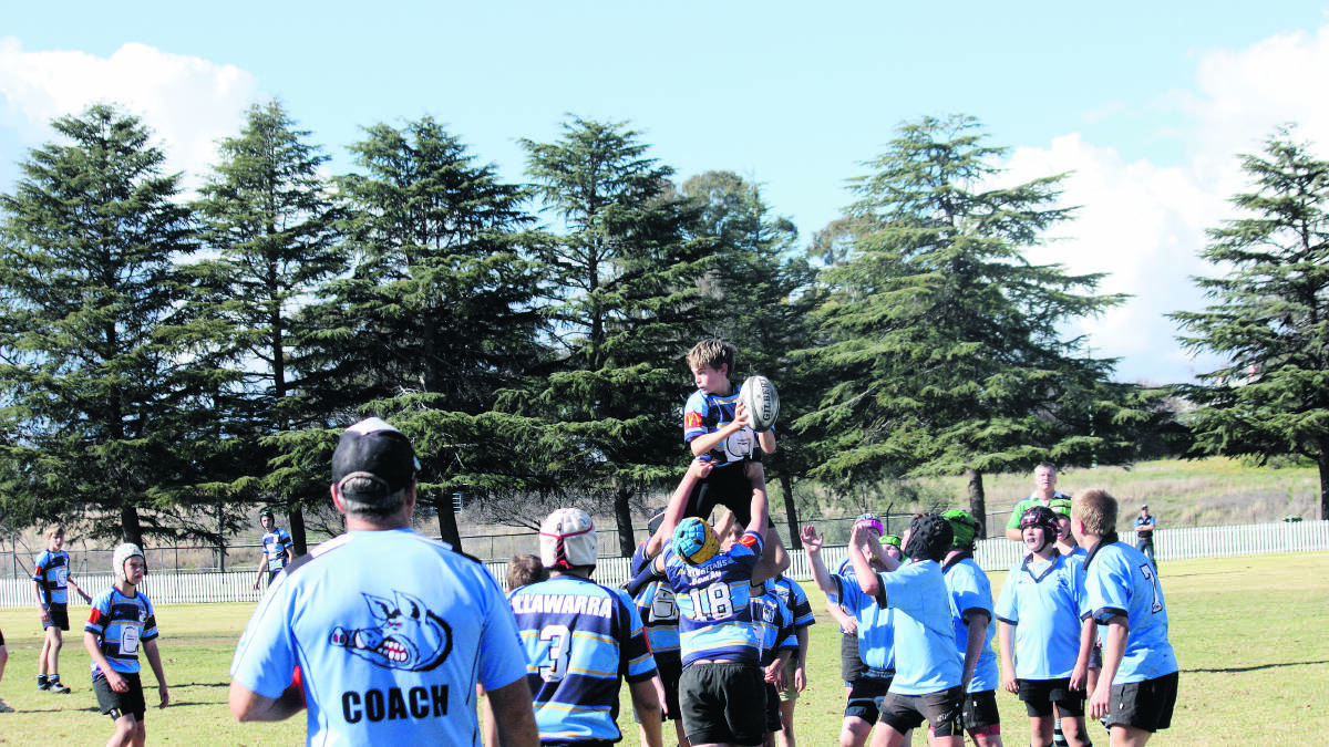 SKY’S THE LIMIT: Scone’s Tully O’Regan aims high in the under-14 encounter at the Quirindi Gala Day last Sunday.