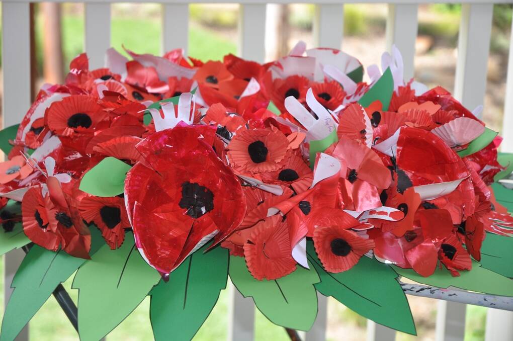Anzac poppies made by the children of Muswellbrook Pre-School and their teachers on April 24 ahead of their participation in Muswellbrook's Anzac Day March.