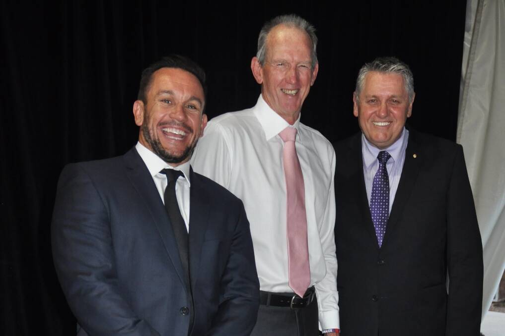 Part of the All For Alex team (l-r) former NRL player and comedian Matthew Johns; NRL coach Wayne Bennett; and broadcaster and commentator Ray Hadley, who turned out to bolster Aberdeen's fundraiser on Saturday, November 22, 2014.