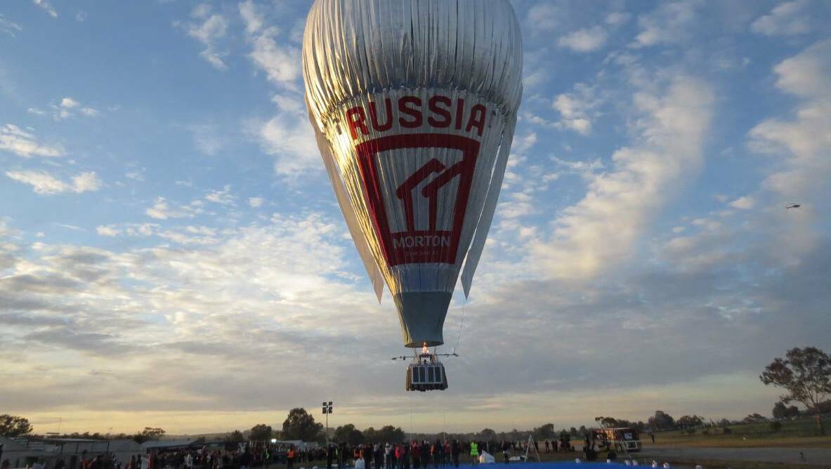 Up, up and away: Fedor Konyukhov took off from Northam in Western Australia on a world record attempt. Picture: Timothy Williams