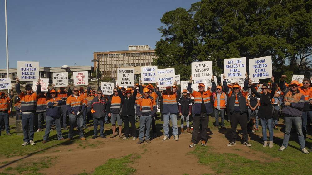 UNITED STAND: Miners from throughout the Hunter, including Muswellbrook and Singleton, converged in Newcastle on Monday in a positive display of support for the industry.