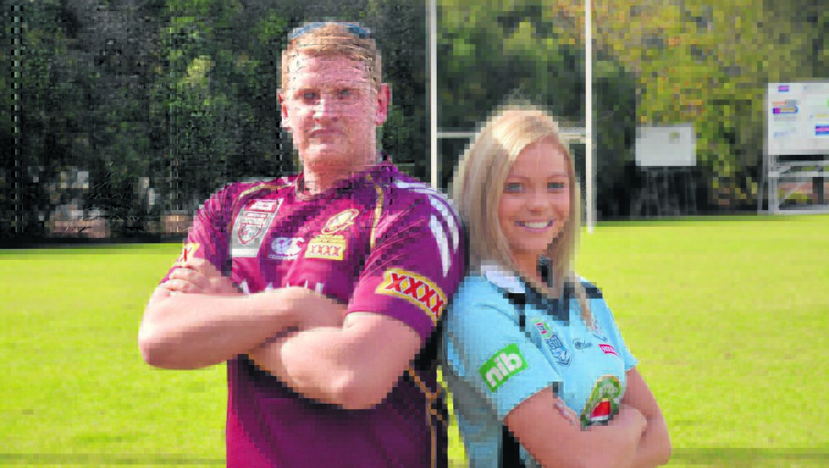 BATTLEFIELD: Muswellbrook’s Kody Sutton and Amy Foster are ready for Wednesday night’s State of Origin fixture.