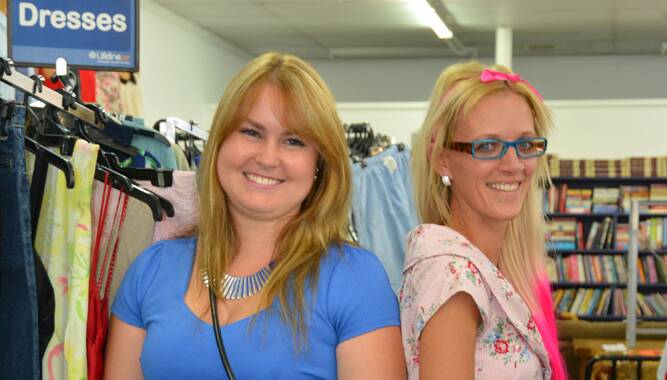 CHARITABLE: Lifeline’s Bianca Rowsell and Tammy Tomkins are ready for this weekend’s Op Shop Fashions on the Field race meeting at Muswellbrook.
