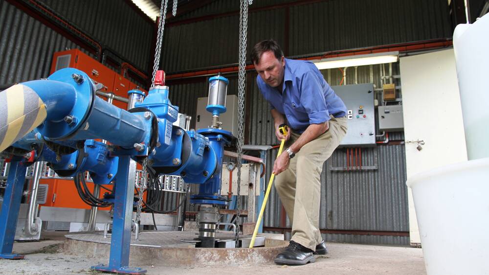 CRISIS:  Liverpool Plains Shire Council Water Services manager Rod Batterham at Willow Tree water pump as the water crisis continues to affect residents at Willow Tree.