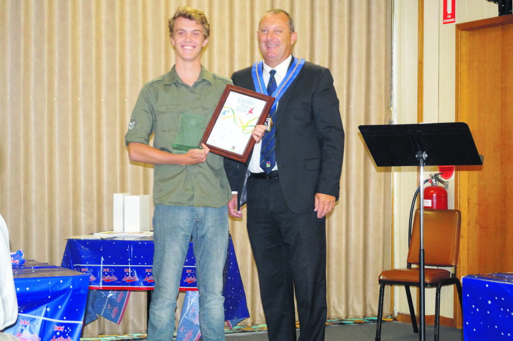 BRIGHT FUTURE: Aberdeen Young Citizen of the Year Brock Lloyd with Upper Hunter Shire mayor Michael Johnsen at Sunday’s ceremony.