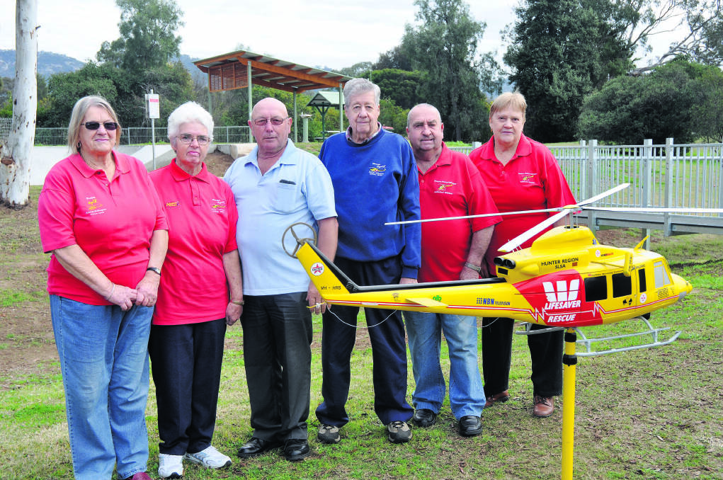 AUGUST: CONGRATULATIONS:Denman Westpac Rescue Helicopter Service support group committee members, from left, Daphne Nicholls, Eileen Mepham, Barry Atfield, Bruce “Ben” Hall, Mick Lacey, and Lorraine Miller are celebrating 25 years of fundraising success at the annual Denman Horse Ride next month. Absent are group founder and president Norm Jones, as well as Rod Johnson, Janice Scott and Joan Bennet.