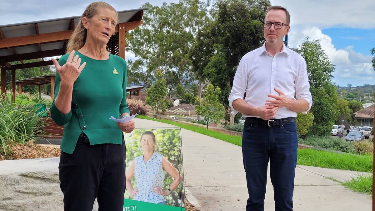 The Greens Hunter candidate Janet Murray with lead Greens candidate for NSW David Shoebridge at the campaign launch in Cessnock. Picture: Supplied