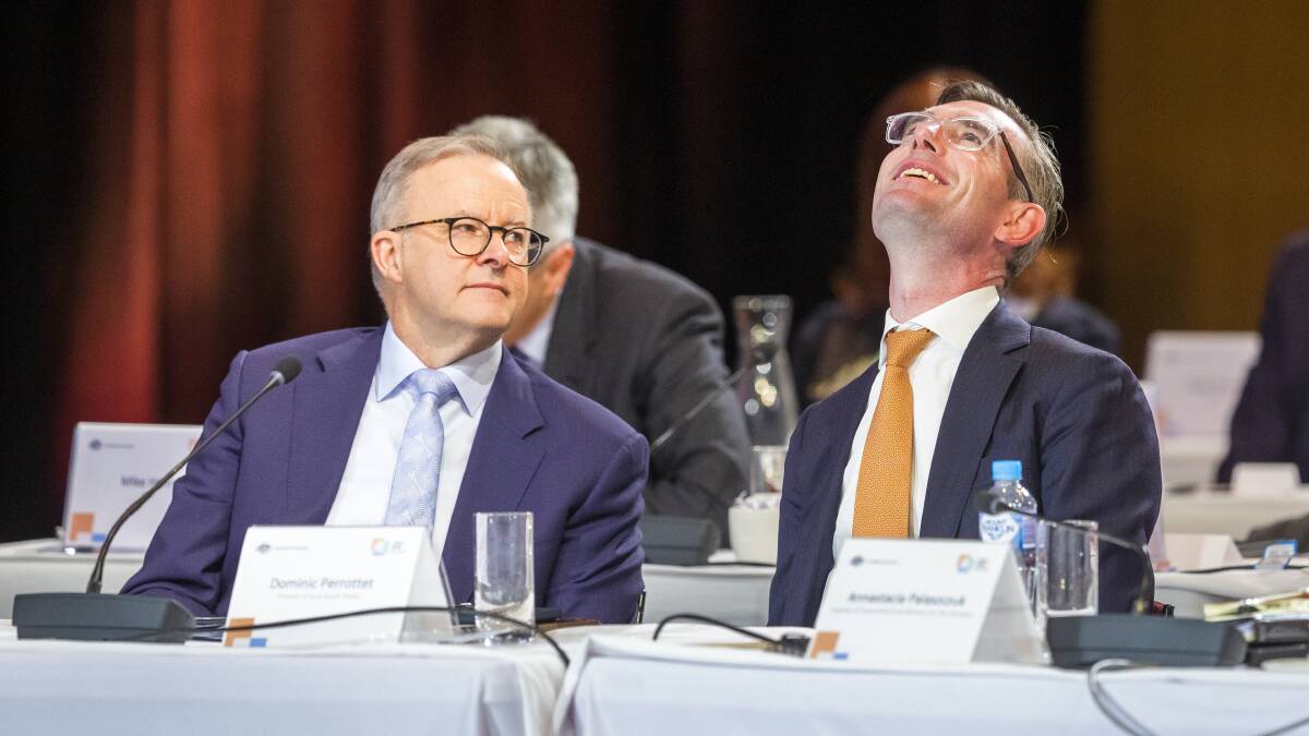 Prime Minister Anthony Albanese and NSW Premier Dominic Perrottet at the jobs and skills summit on Friday. Picture by Sitthixay Ditthavong