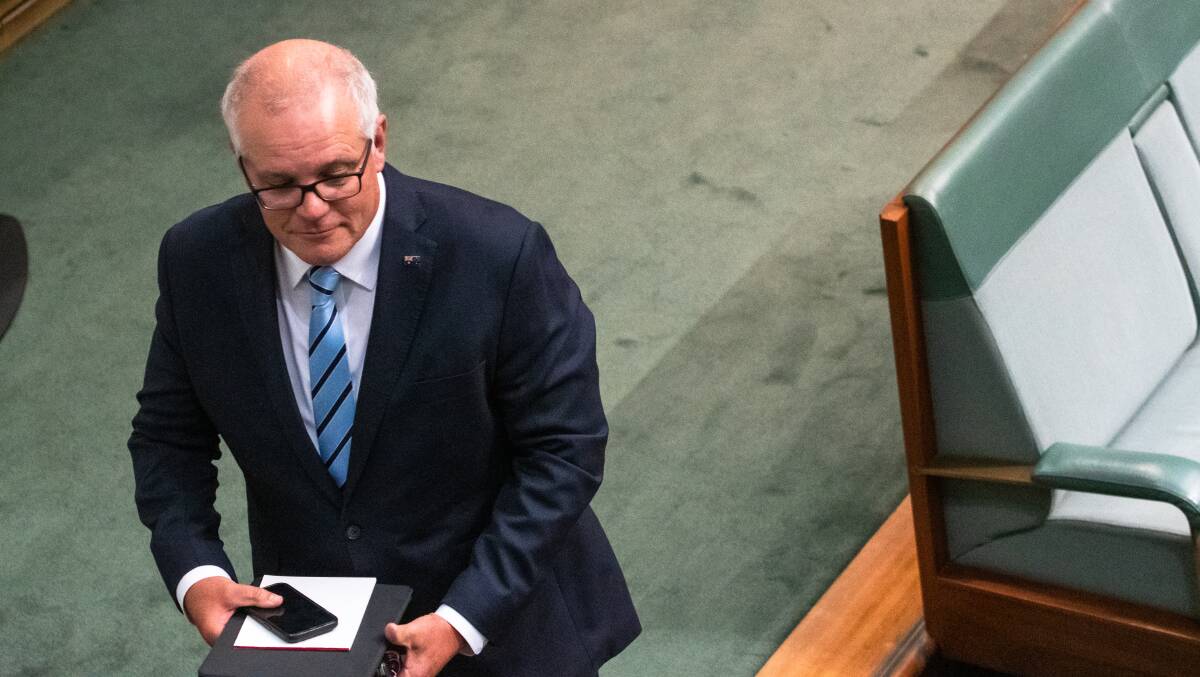 Former prime minister Scott Morrison following the censure motion. Picture by Elesa Kurtz
