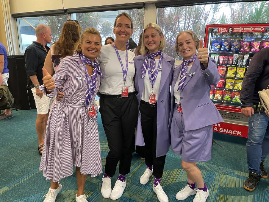 Cabin crew in their Bonza uniforms, designed by Total Image Group of Sydney. Picture: Sarah Maguire