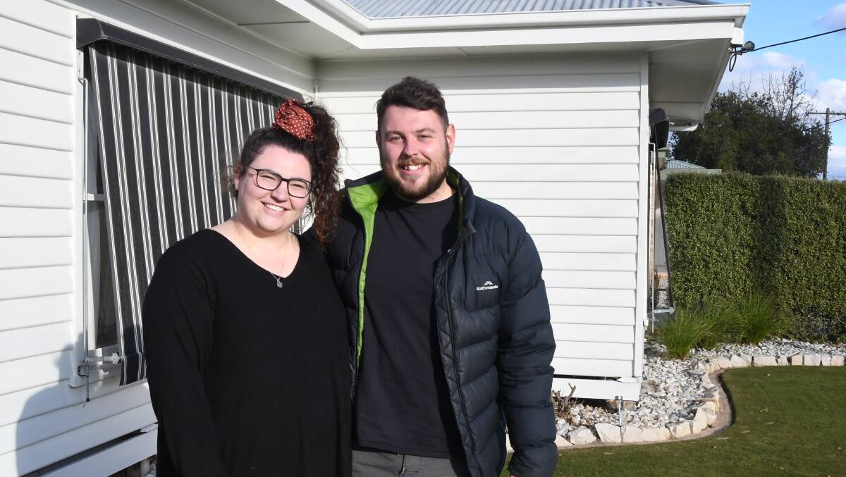 Young couple and first home buyers Jobie Green and Tom Irdell Burke found it hard to crack the Horsham housing market in the Wimmera region of western Victoria. Picture: Alex Dalziel