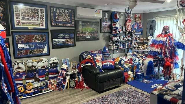 AFL fan Sharon Cutajar has an entire room dedicated to Bulldogs' memorabilia. Picture supplied