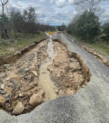 Eastern-Peake Road at Mount Bolton in Victoria's Central Highlands was shredded by floodwaters in October 2022. Picture by Nickolas Bird