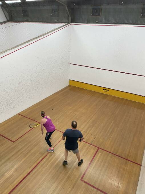 IN ACTION: Members of the Muswellbrook Squash Club playing in a competition at the Denman Indoor Sports Centre following the end of COVID lockdowns in NSW. Picture: Mathew Perry