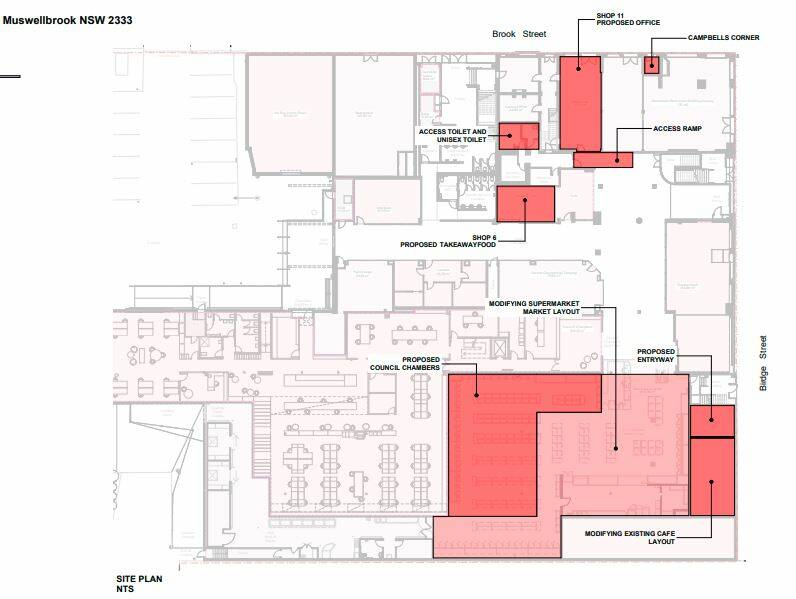 PLANS: A concept design detailing changes to the layout of the Muswellbrook Shire Council administration centre at Campbell's Corner incorporating the new council chambers. Picture: Muswellbrook Shire Council