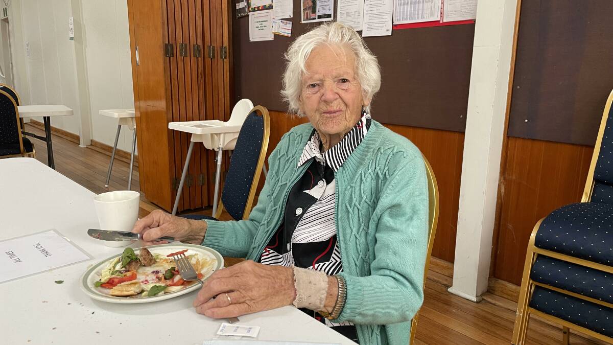 REGULAR: Long-term Muswellbrook resident Nancy Hopkins, 95, was pleased to return to the Uniting Church for lunch on Thursday, October 21. Photo: Mathew Perry