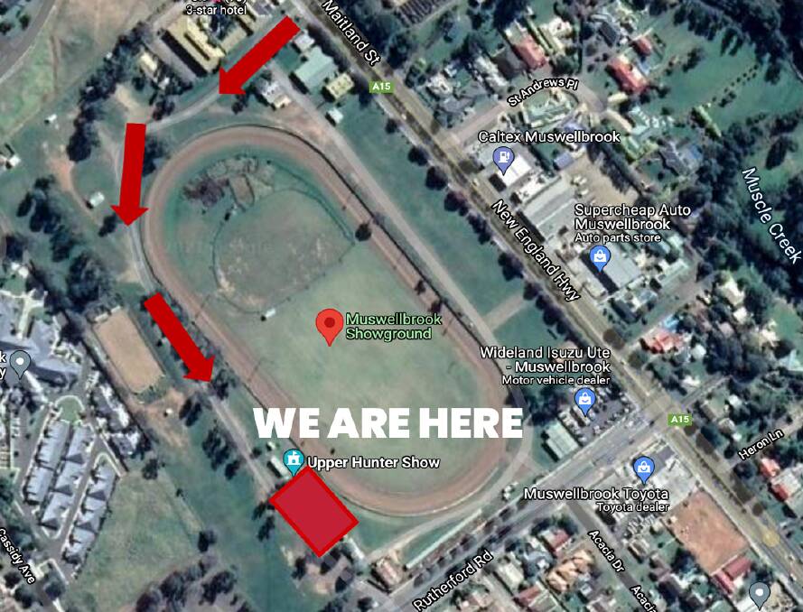 TESTING TIMES: Location of the COVID-19 testing clinic at Muswellbrook Showgrounds. Picture: Muswellbrook Shire Council