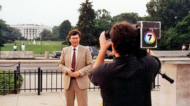 Outside the White House for Seven News. Picture supplied