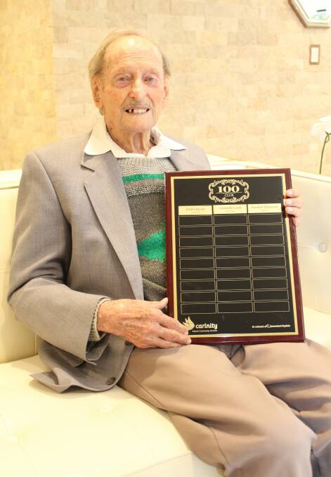 Gordon Jamieson was inducted into the Carinity 100 Club for centenarians when he turned 100 in 2021. Picture supplied