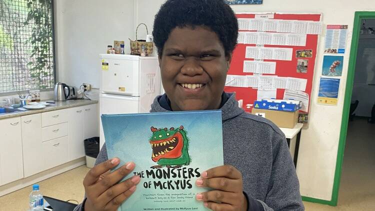 14 year old McKyus Levi, author of 'The Monsters of McKyus'. Picture by Indigenous Literacy Foundation.