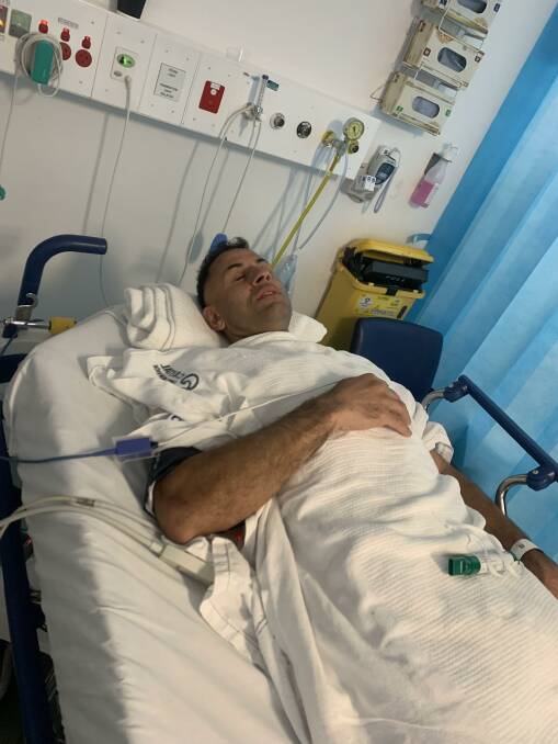 Protester Hamid Sotounzadeh in Canberra Hospital. Picture supplied