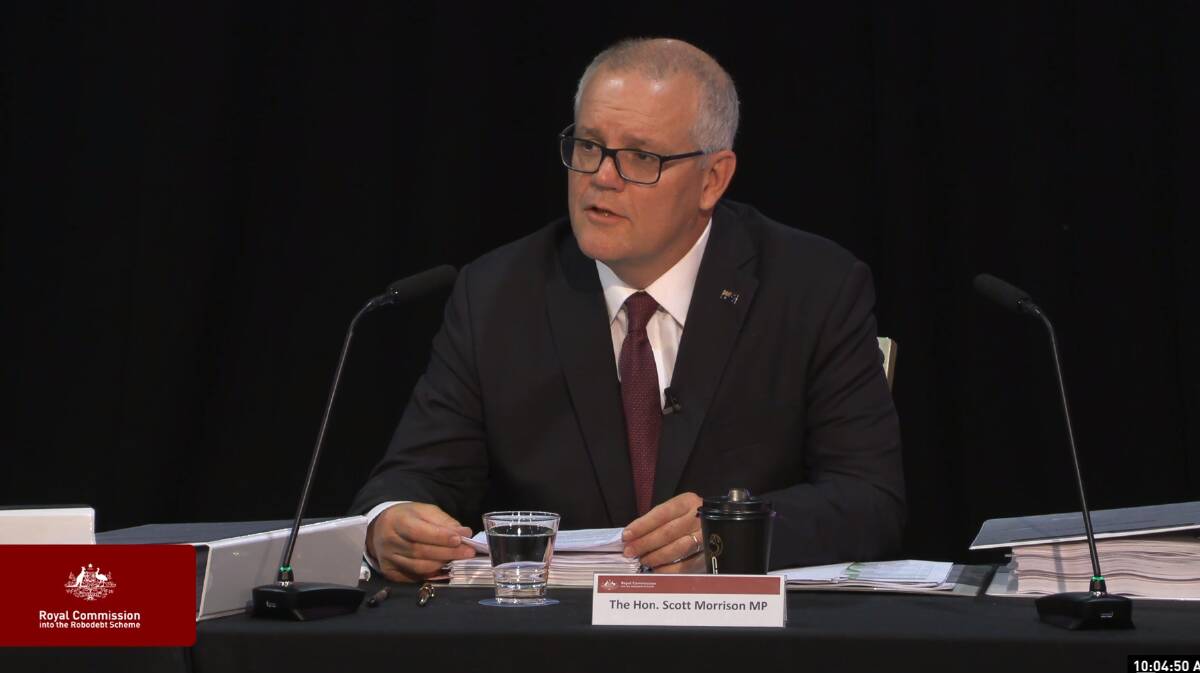 Former prime minister Scott Morrison gives evidence at the Robodebt Royal Commission. Picture supplied
