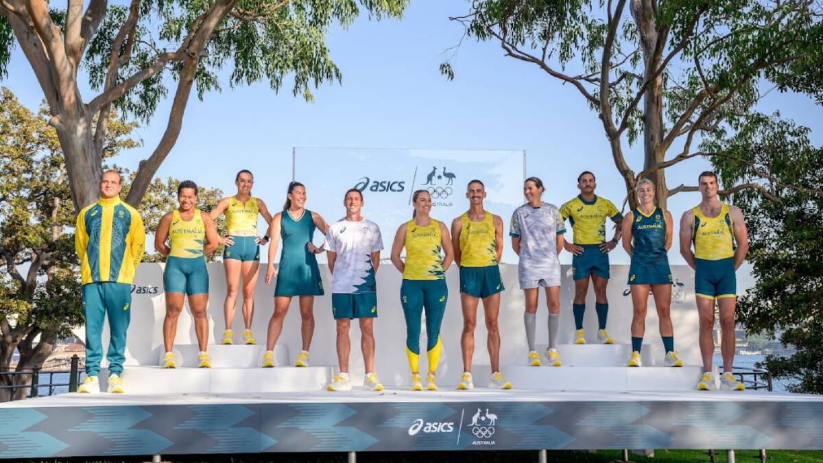 Athletes wear the new uniforms during a launch of the Australian Olympic Team uniform for the 2024 Paris Olympic Games, in Sydney on March 7, 2024. Picture AAP Image/Bianca De Marchi
