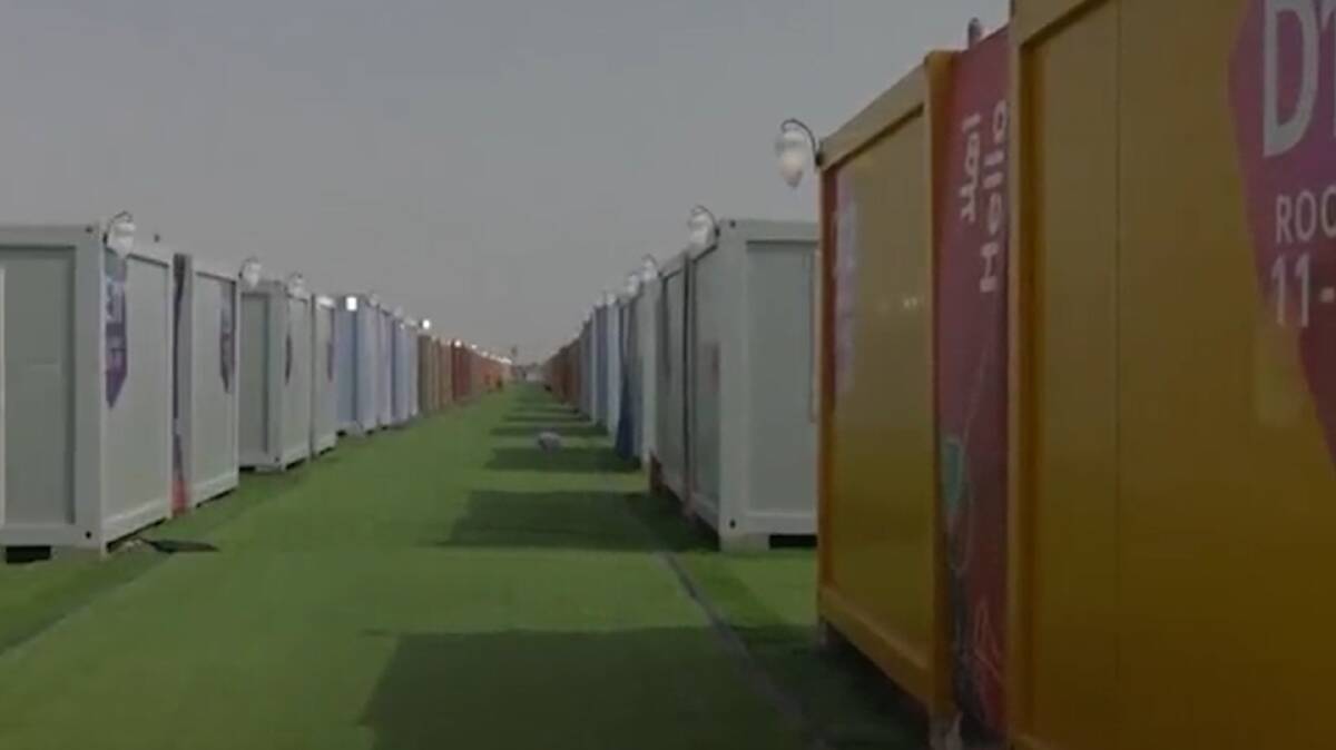 Hazy sky over Qatar's FIFA 2022 world cup fan camp accommodation (Photo credit: ESPN)