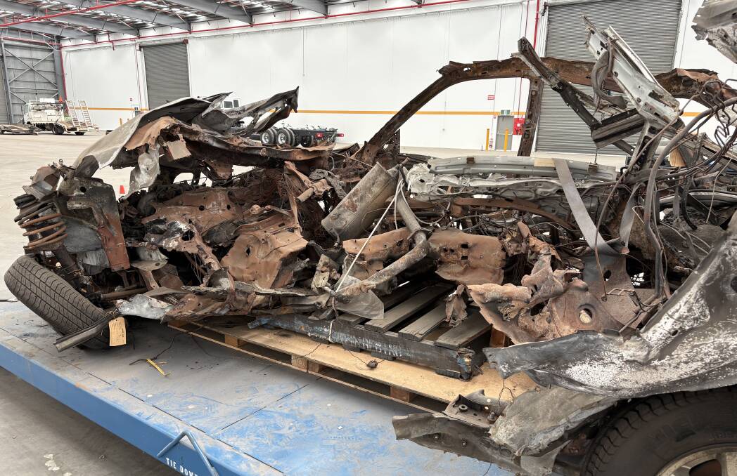 Gianni 'John' Furlan's Subaru Liberty sedan after the explosion in Coburg North. Picture supplied Gianni 'John' Furlan's Subaru Liberty sedan after the explosion in Coburg North. Picture supplied