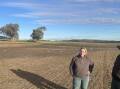 Yvette McKenzie with her father Eric near the soak on Grasmere, Bethungra, through which the proposed Inland Rail is designated to follow.