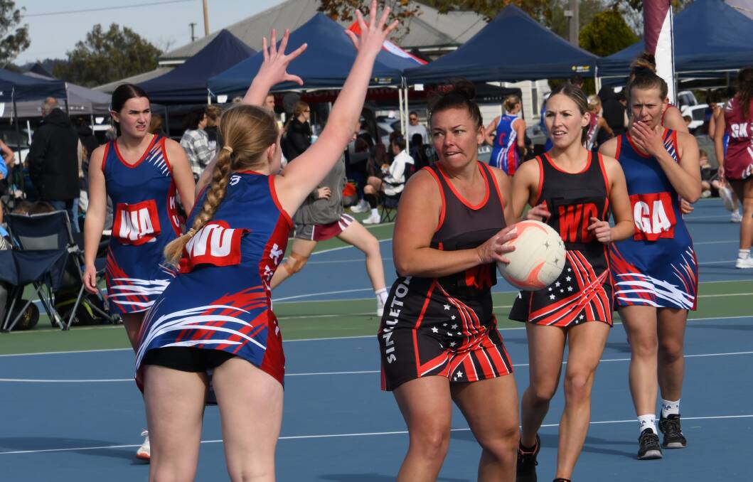 Singleton's Ashley Urpeth launches an attack against Kurri Kurri on Sunday, May 28. Picture by Michael Hartshorn
