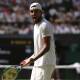 Nick Kyrgios on court during his Wimbledon final defeat to Novak Djokovic. Picture: Getty Images
