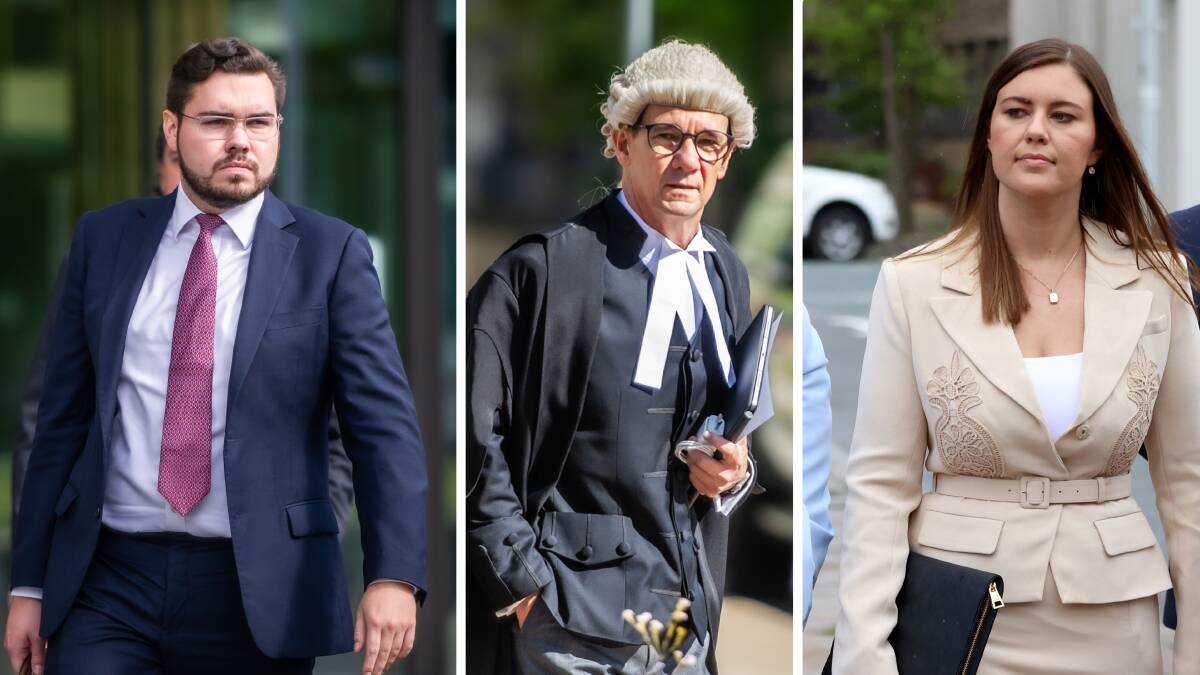 Prosecutor Shane Drumgold SC, centre, has confirmed he intends to try Bruce Lehrmann, left, again over the alleged rape of Brittany Higgins, right. Pictures by Karleen Minney, James Croucher