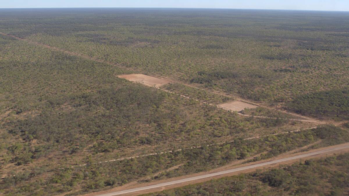 FROM THE AIR: The Amungee well site from the air back in 2017, about half an hour by road from Daly Waters in the NT. 