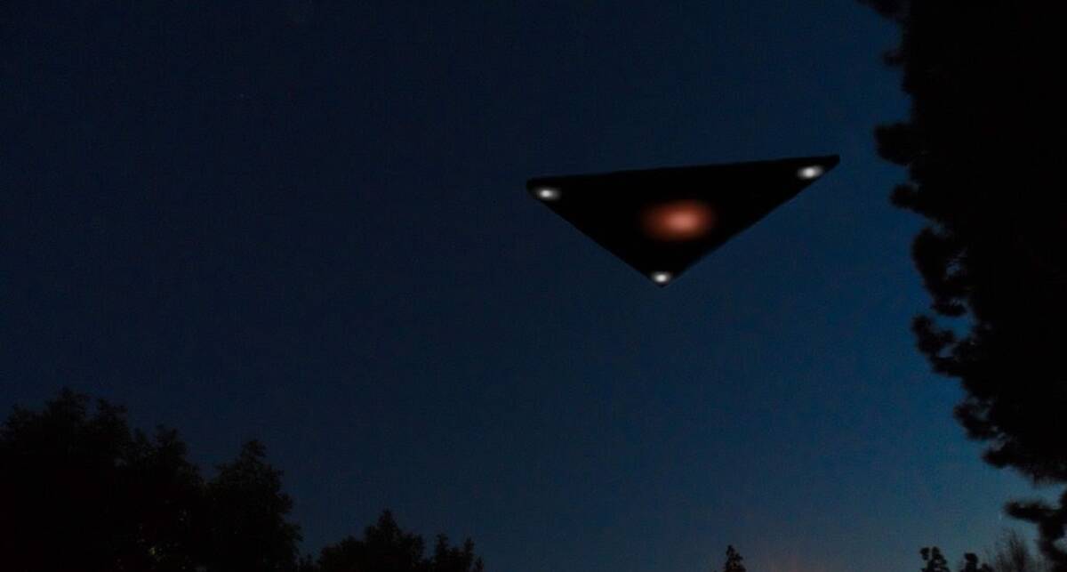 An artist's impression of a black triangle UFO. 