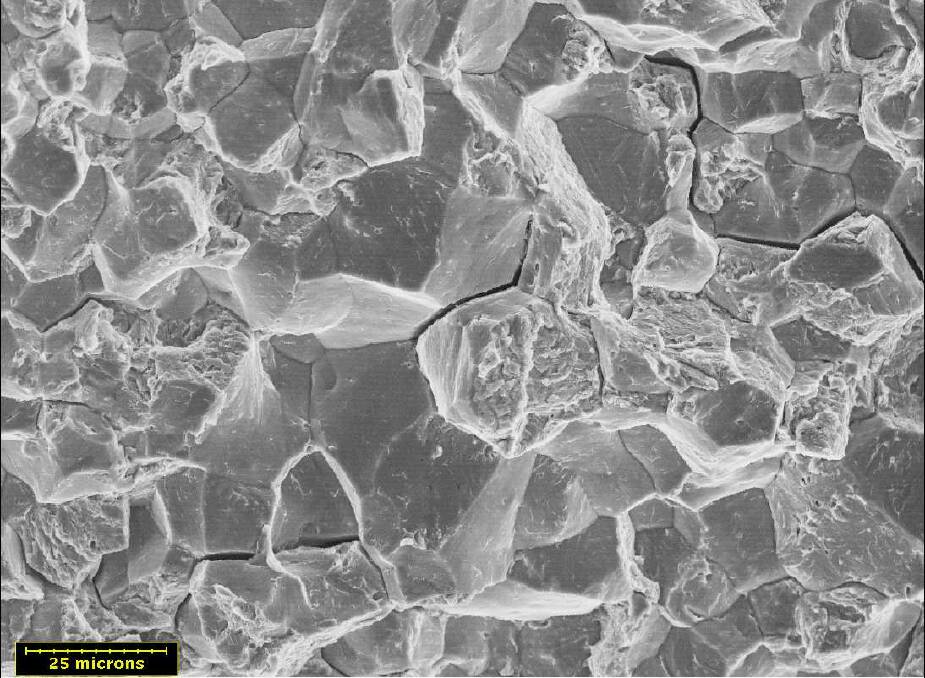 NOT ALL IT'S CRACKED UP TO BE: An electron microscope image of cracks in steel related to hydrogen embrittlement. Picture:metallurgyfordummies.com
