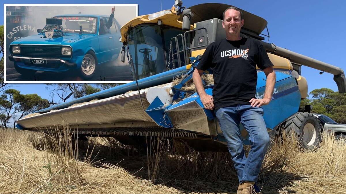 Andrew "Lynchy" Lynch will trade his combine harvester for a 600 horsepower Toyota Corolla at this week's Summernats. Pictures supplied 